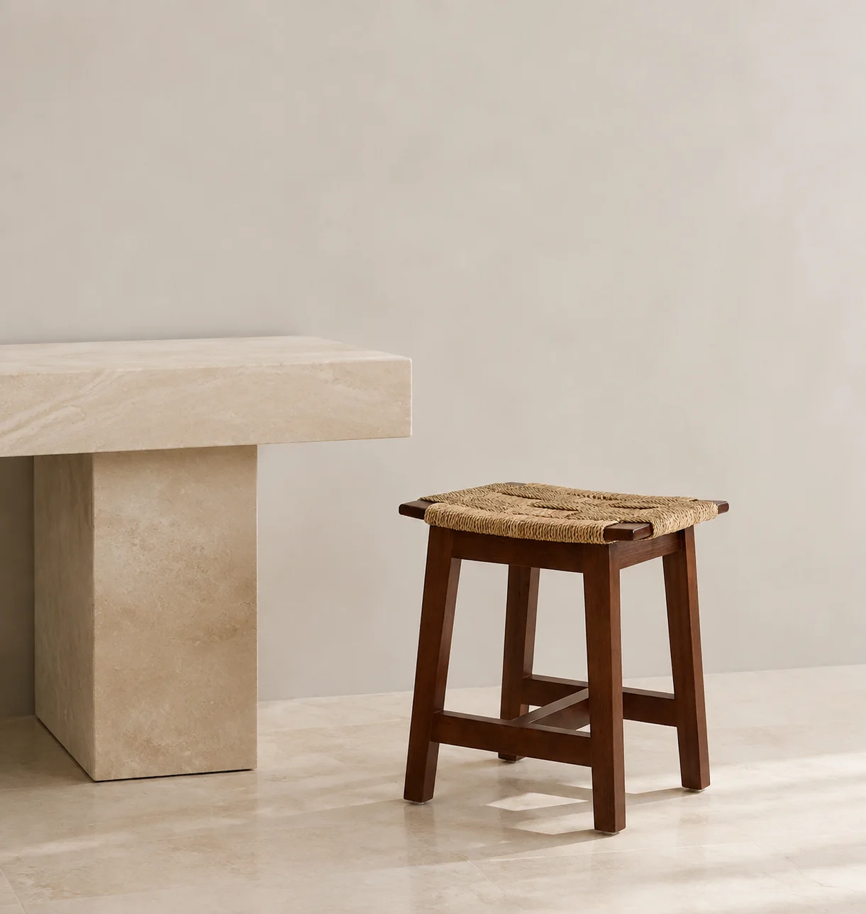 Curva Woven Stool, staged view 2