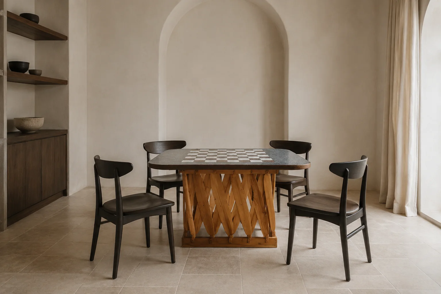 Lattice Game Table, staged view 1